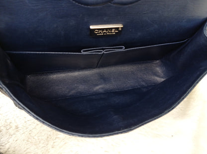 Chanel Medium Karung Snake Skin Navy SHW DF #14