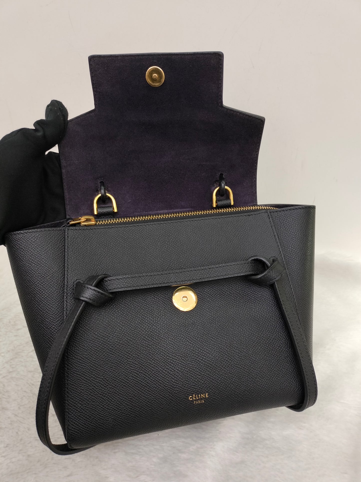Celine Nano Belt Grained Black GHW 2018