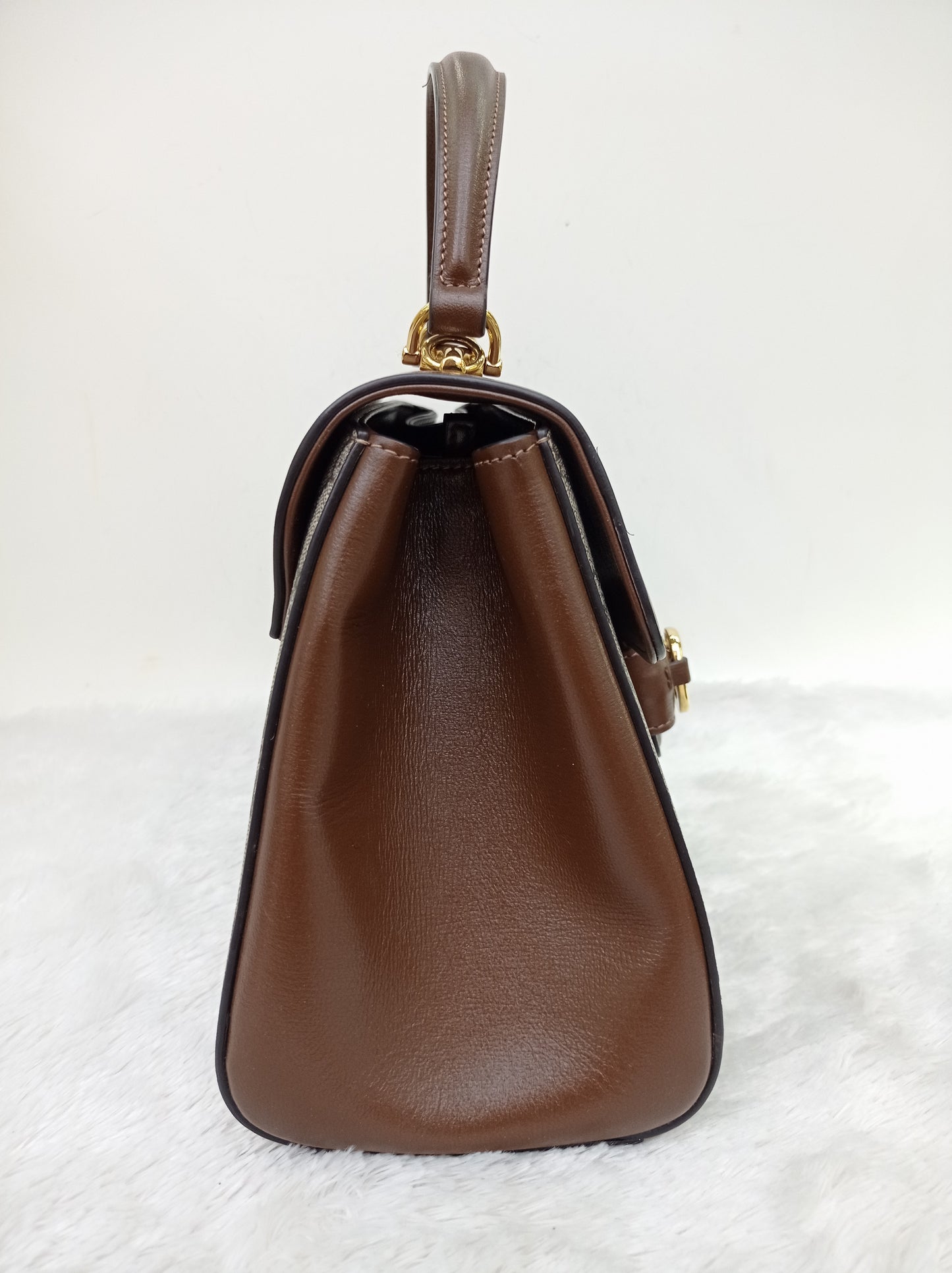 Gucci Top Handle Horsebit Medium Brown GHW