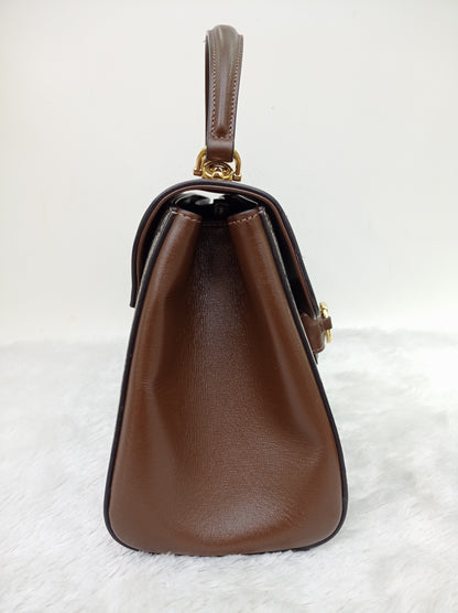 Gucci Top Handle Horsebit Medium Brown GHW