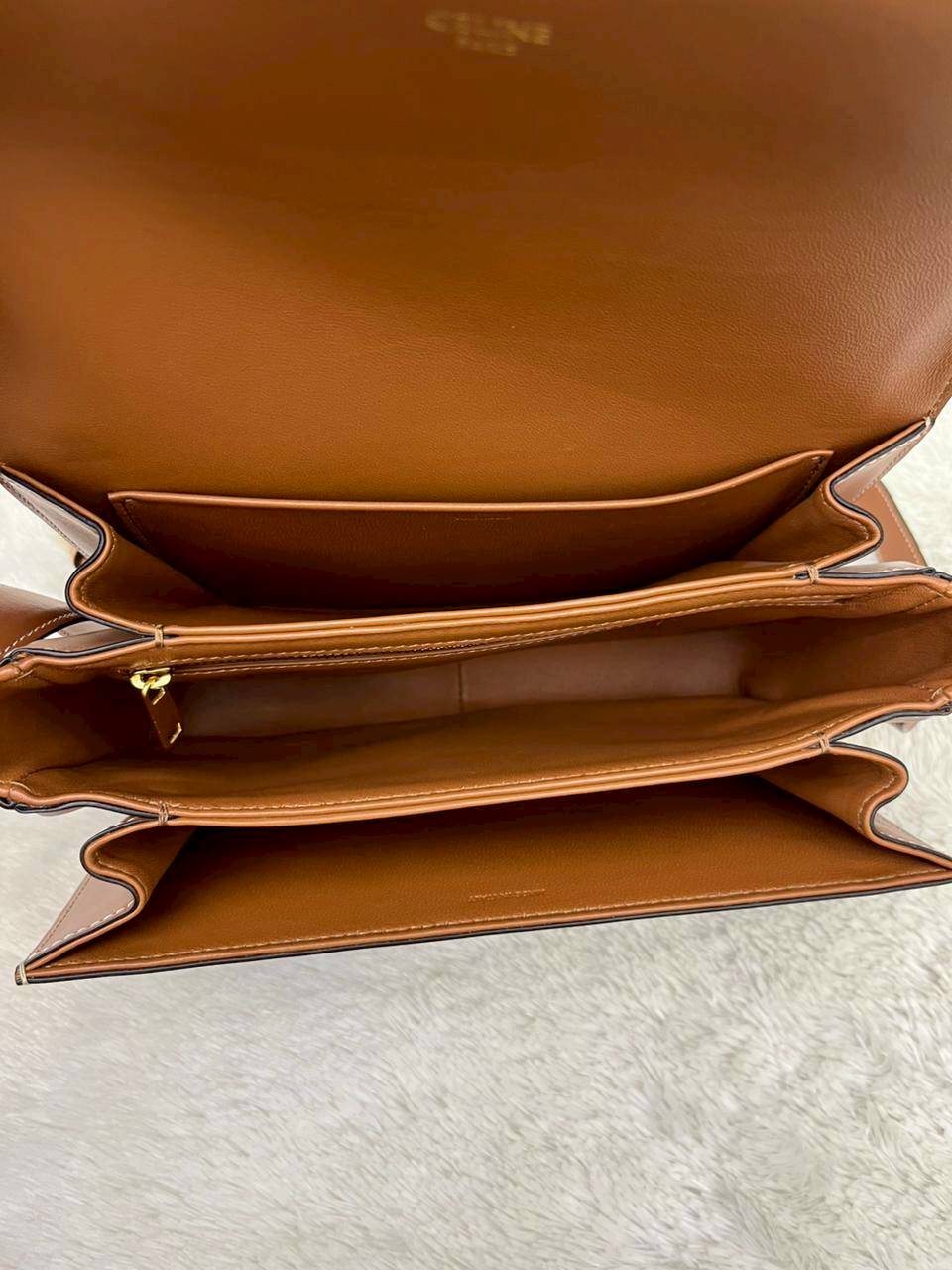 Celine Triomphe Teen Canvas Calfskin Tan Black GHW 2021