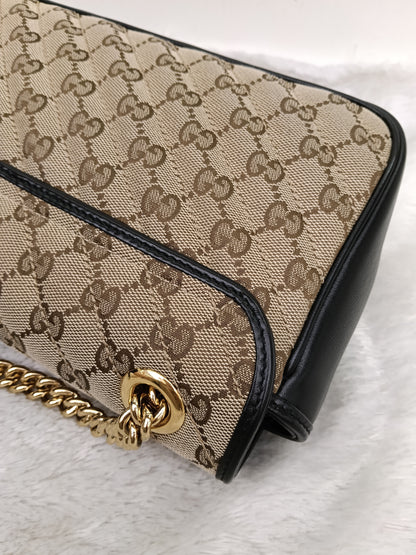 Gucci Marmont Small Canvas Beige Black GHW