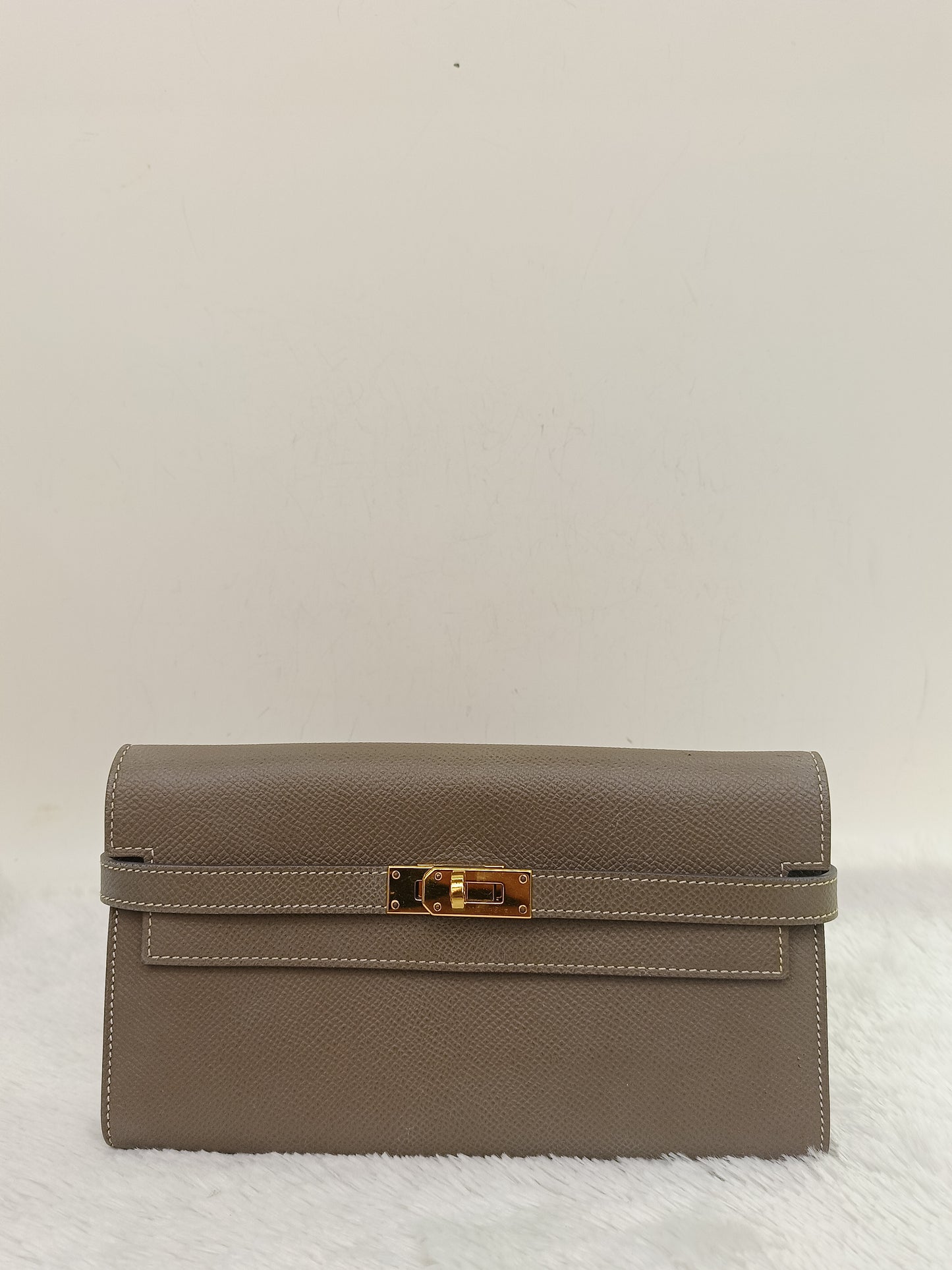 Hermes Kelly Wallet Epsom Etoupe GHW #D