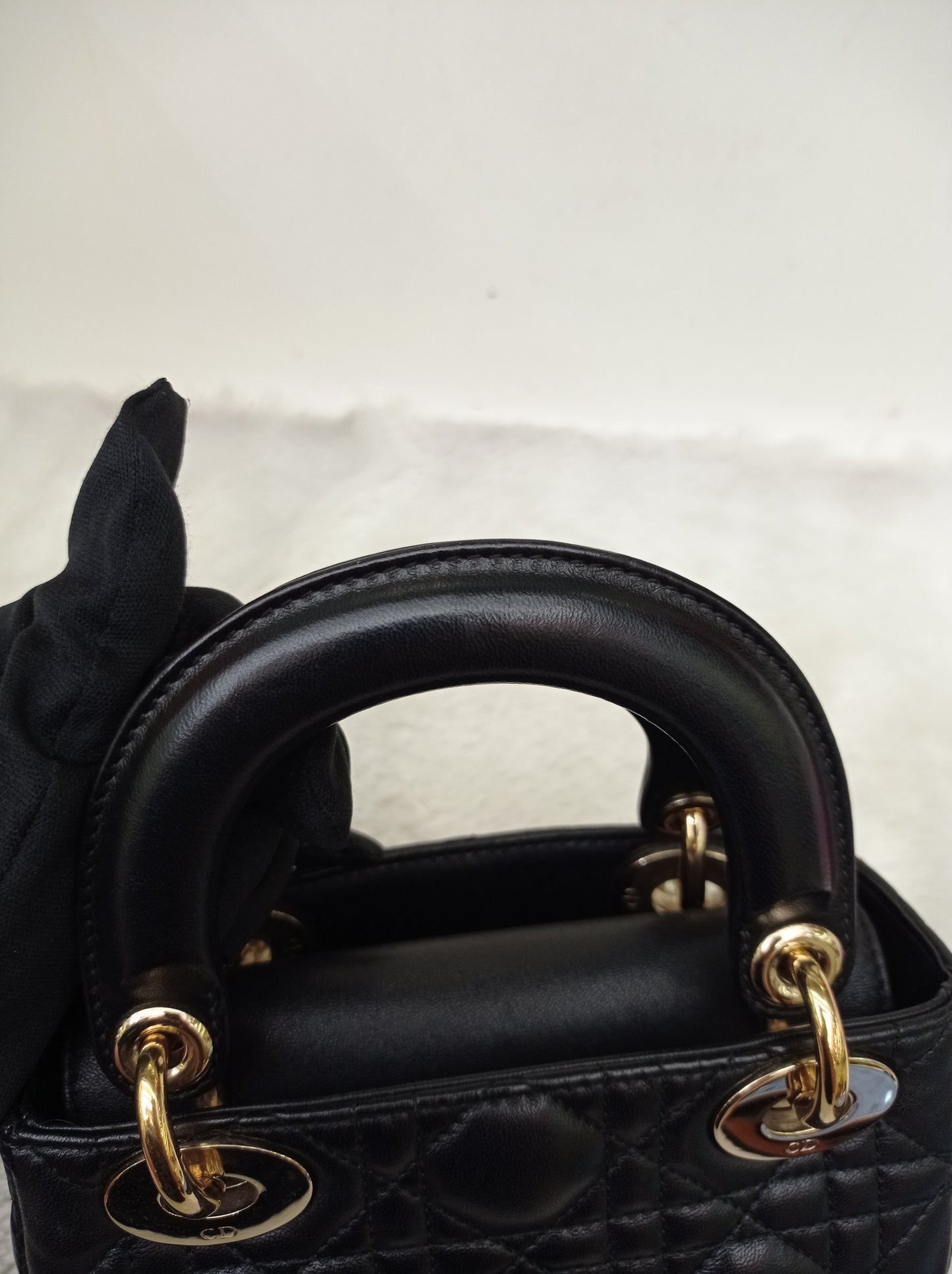 Lady Dior Mini Lamb Pearl Embellished Black GHW 2010