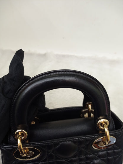 Lady Dior Mini Lamb Pearl Embellished Black GHW 2010