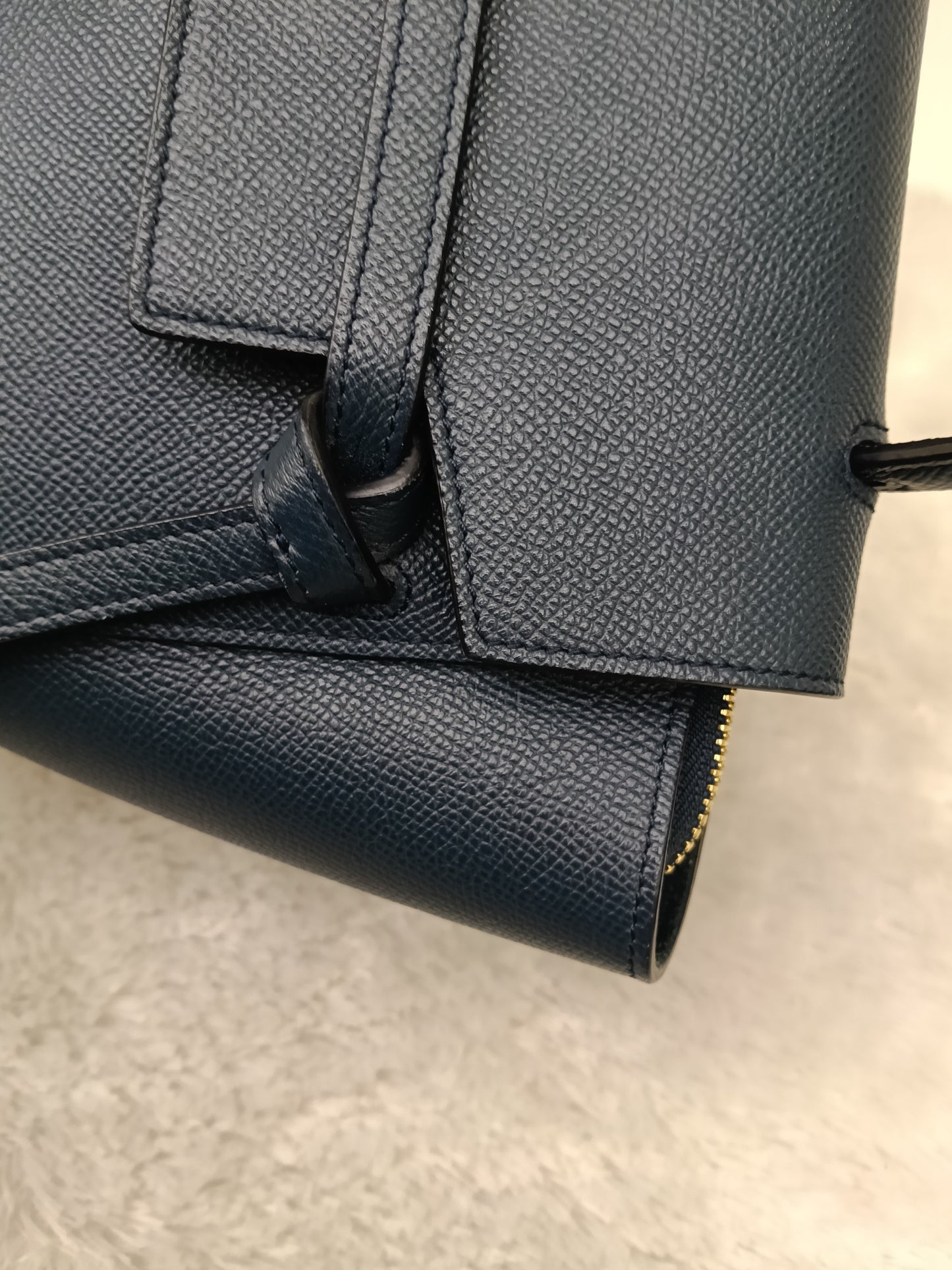 Celine Nano Belt Grained Abyss Blue GHW 2018