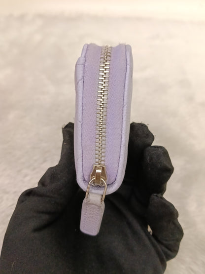 Chanel Zip Around Coin Wallet Purse Caviar Light Purple SHW #31