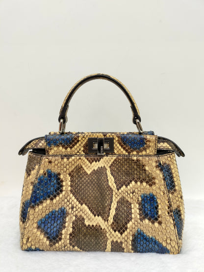 Fendi Peekaboo Mini Python Blue Beige SHW