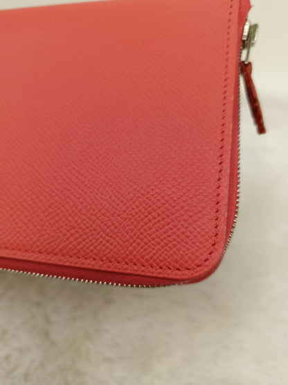 Hermes Azap Long Round Zip Wallet Epsom Orange Poppy PHW #T
