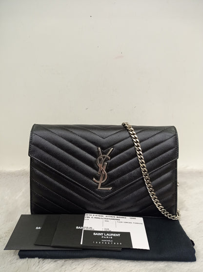 YsL WOC 22 Matelasse Monogramme Grained Black SHW 2018