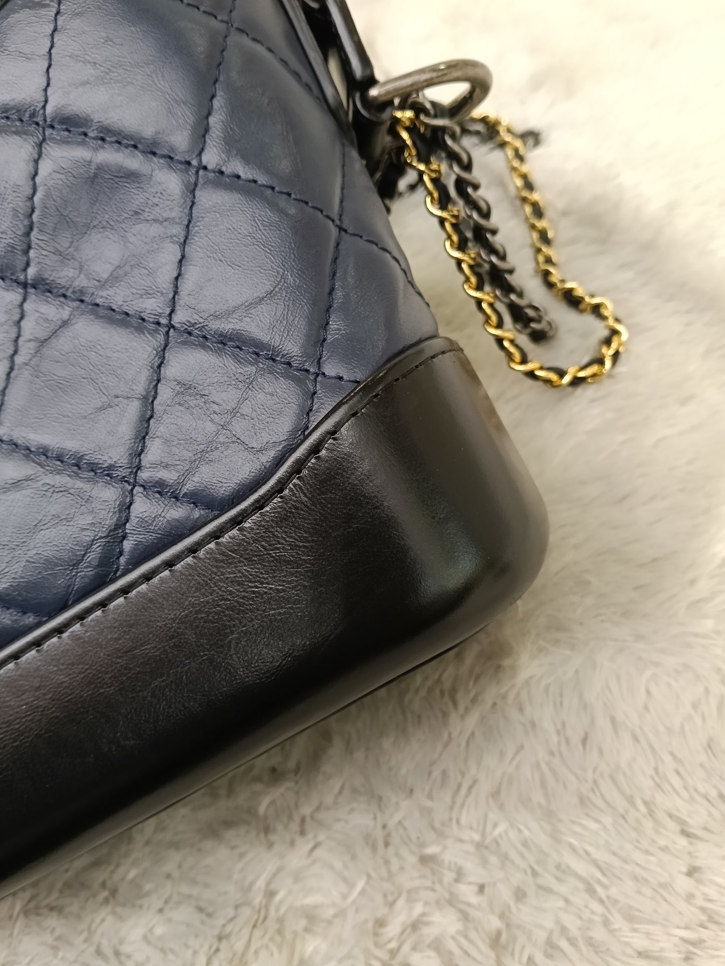 Chanel Gabrielle Small Calfskin Navy Black #27