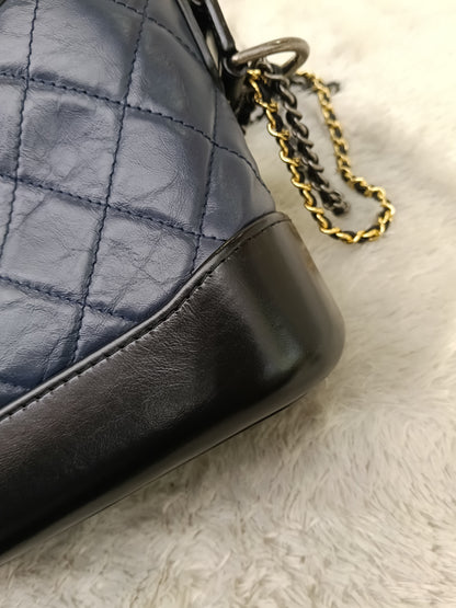 Chanel Gabrielle Small Calfskin Navy Black #27