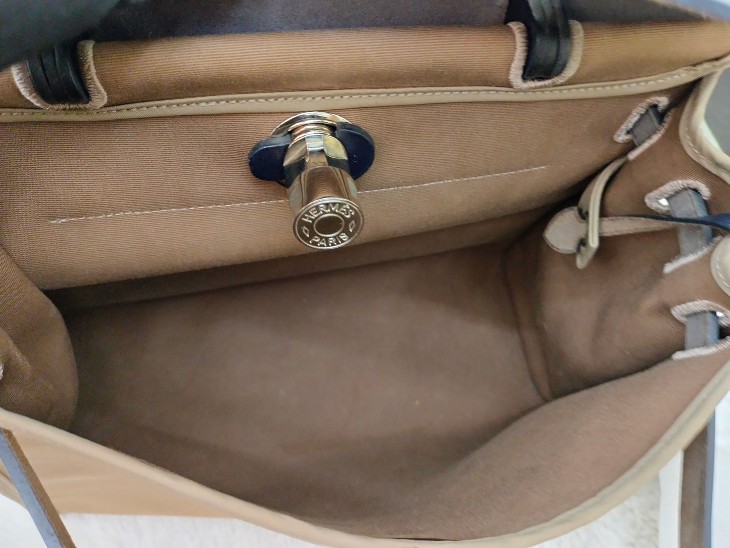 HB31 Zip Canvas Etoupe Flap Bleu Indigo PHW #C