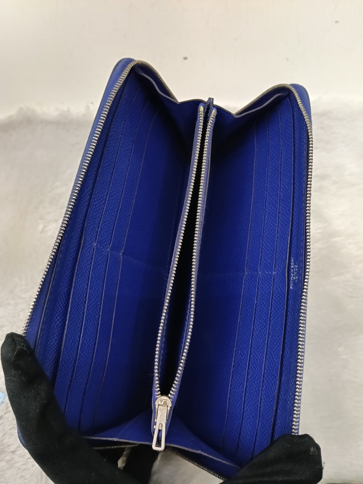 Hermes Azap Long Wallet Epsom Blue Saphire PHW #P square