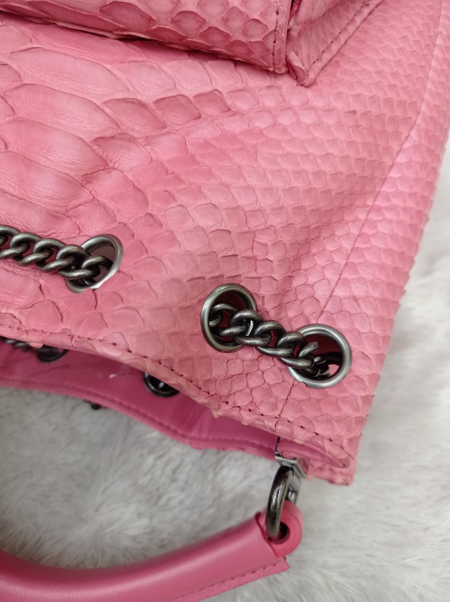 Chanel Urban Luxury Drawstring Backpack Python Pink RHW #22