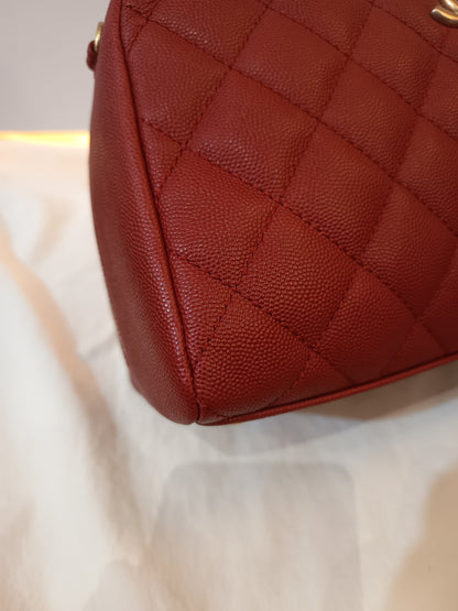 Chanel Bowling Top Handle Lizard Medium Caviar Red GHW #24