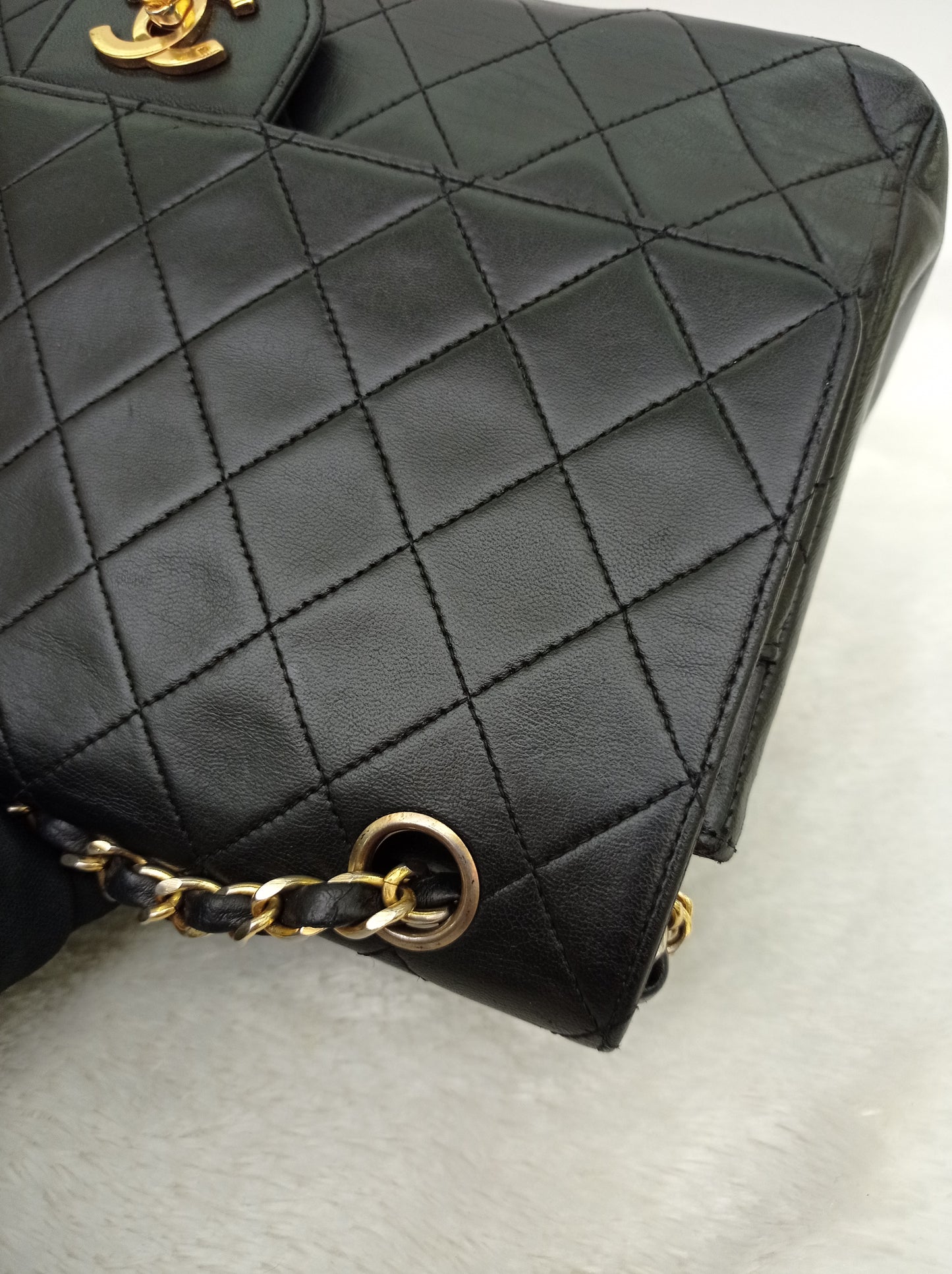 Chanel Medium Lamb Black Vintage GHW DF #0