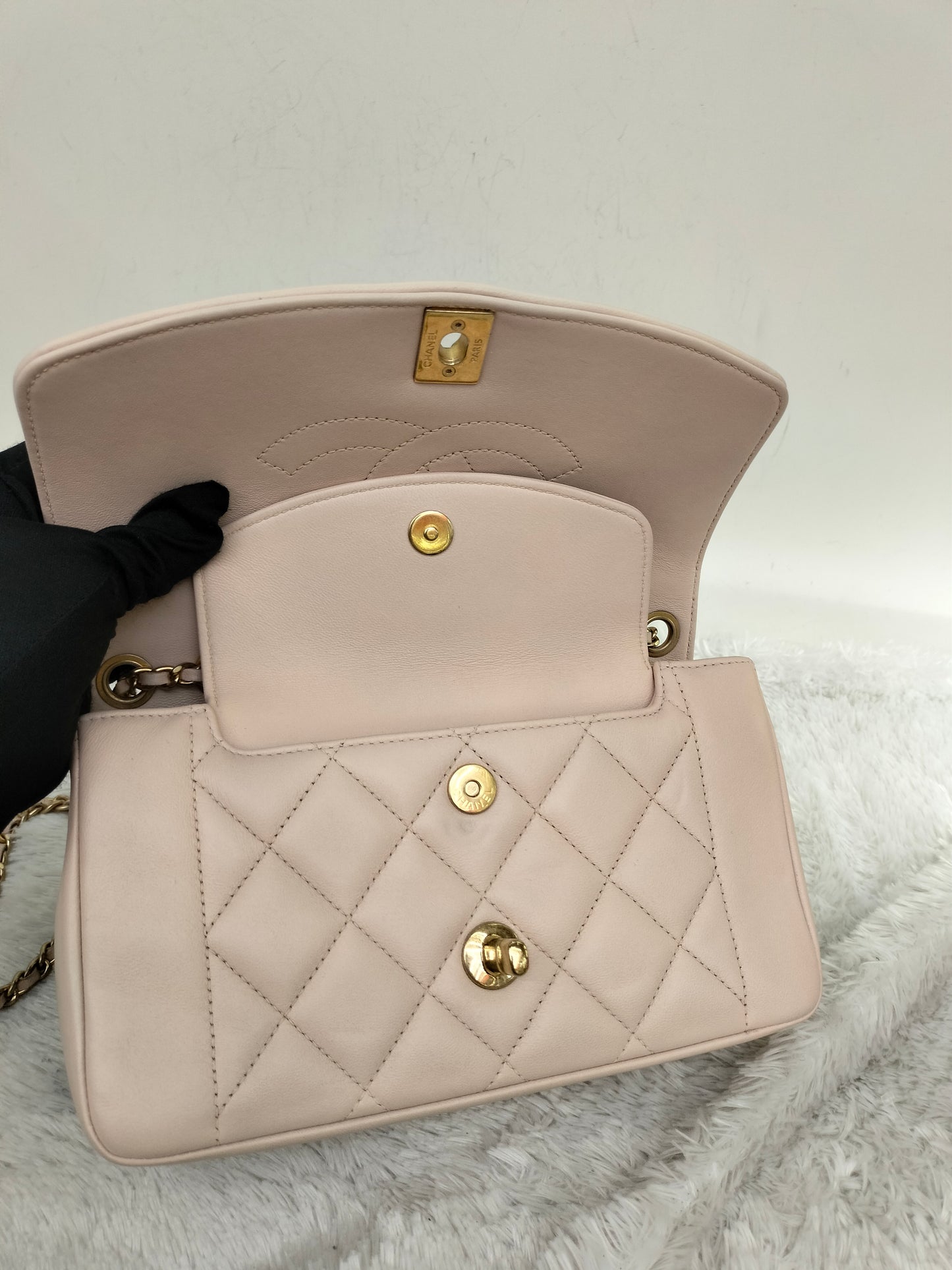 Chanel Diana Flap Small Lamb Light Beige GHW #20