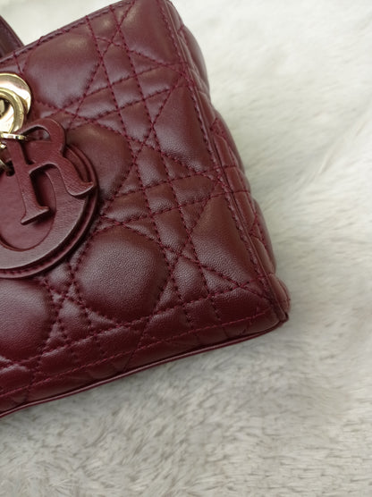 Dior Lady D'Joy Medium Lamb Burgundy GHW 2016