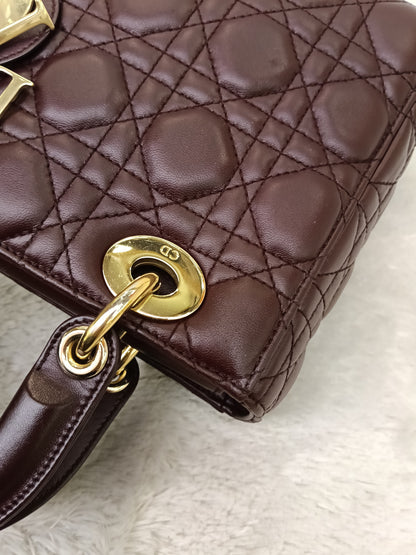 Lady Dior Small Lamb Bordeaux GHW 2018