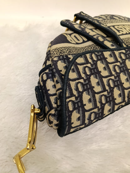 Dior Saddle Medium Oblique Embroidered Navy GHW 2020