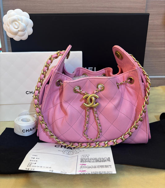 Chanel C25 Mini Caviar Pink Barbie GHW (CHIP)