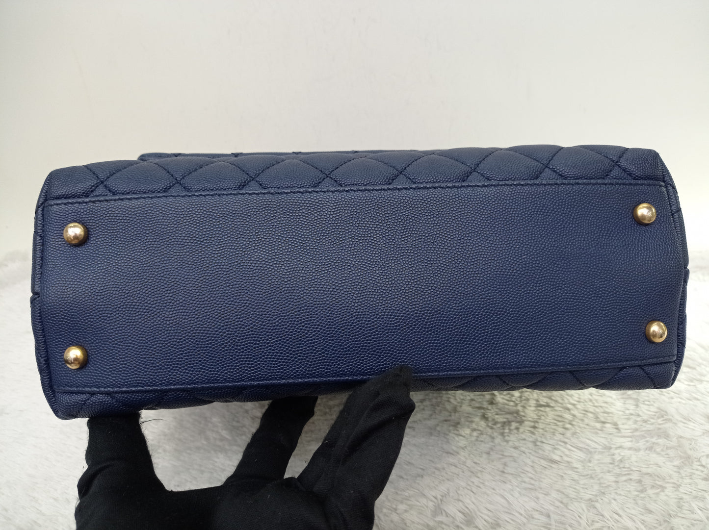 Chanel Coco Handle Medium Caviar Blue Handle Lizard GHW #24