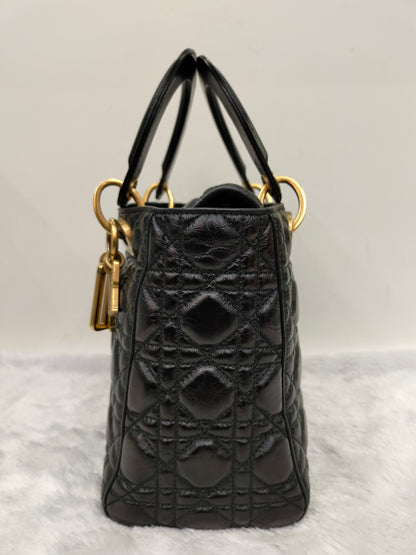 Lady Dior Medium Calfskin Cannage Black GHW 2018
