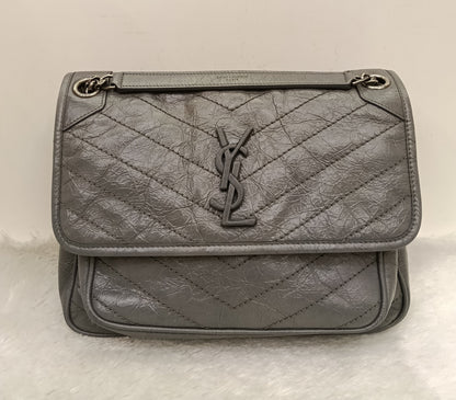 YsL Niki Medium Calfskin Grey RHW 2018