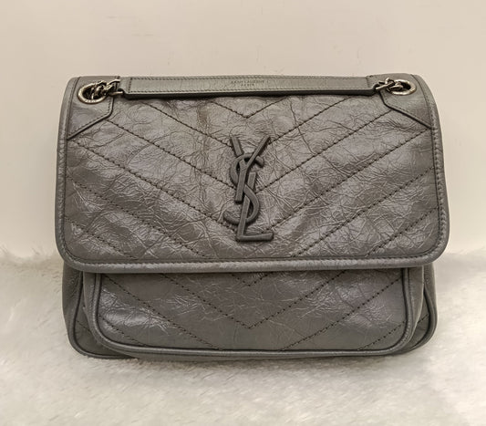 YsL Niki Medium Calfskin Grey RHW 2018