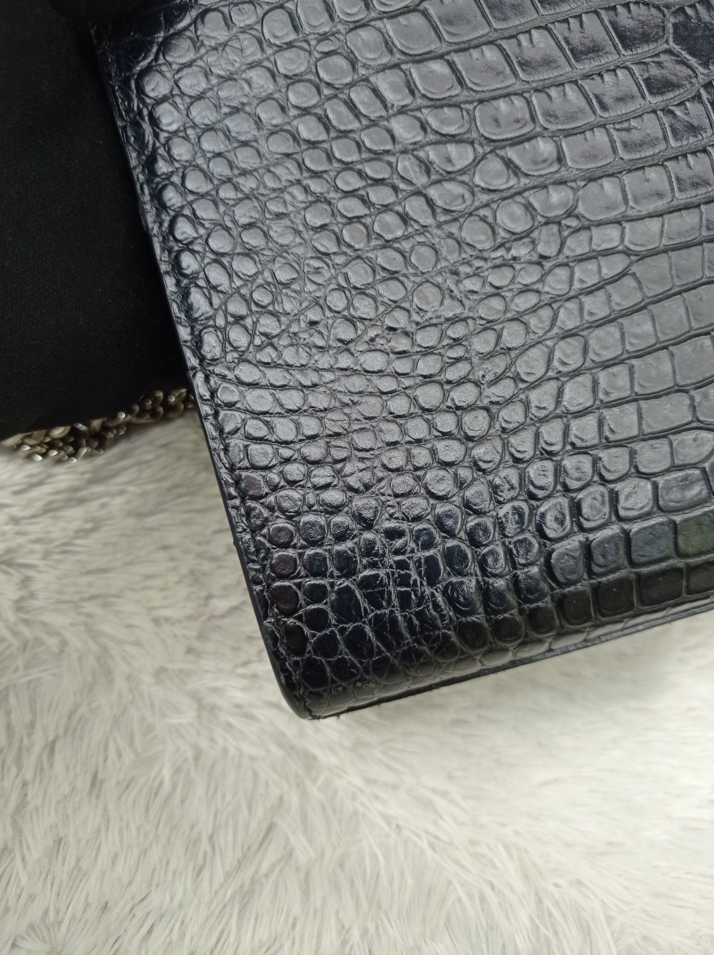YsL Kate Tassel Medium Croco Embossed Black SHW 2018