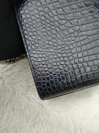 YsL Kate Tassel Medium Croco Embossed Black SHW 2018