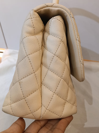Chanel Coco Handle Medium Caviar Ivory GHW #24