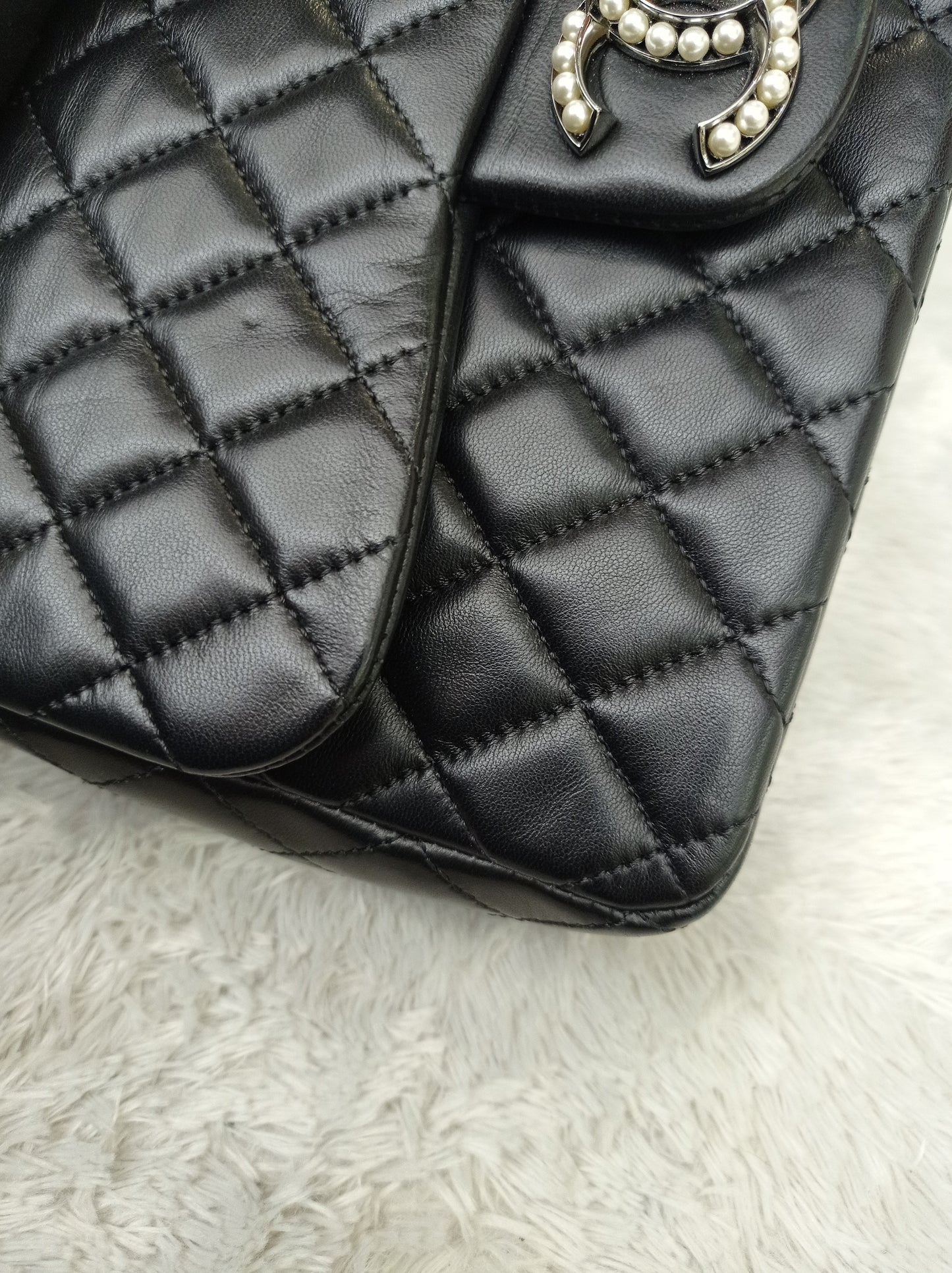 Chanel Medium Westminster Pearl Flap Lamb Black SHW #21