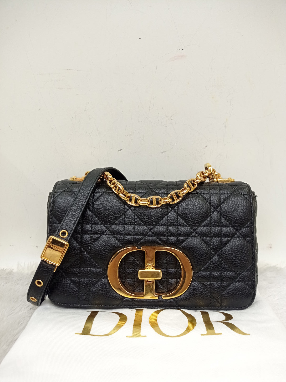 Dior Caro Small Supple Cannage Black GHW 2022