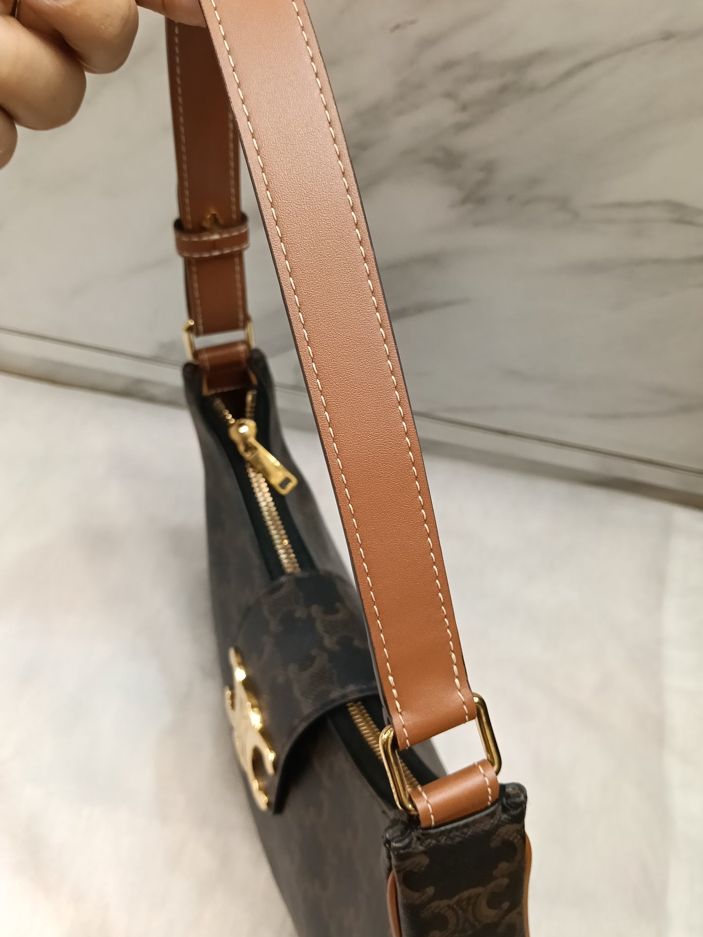 Celine Ava Triomphe Calfskin Tan GHW 2023