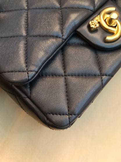 Chanel Seasonal Mini Flap Crush on Chain Calfskin Grey GHW (CHIP)