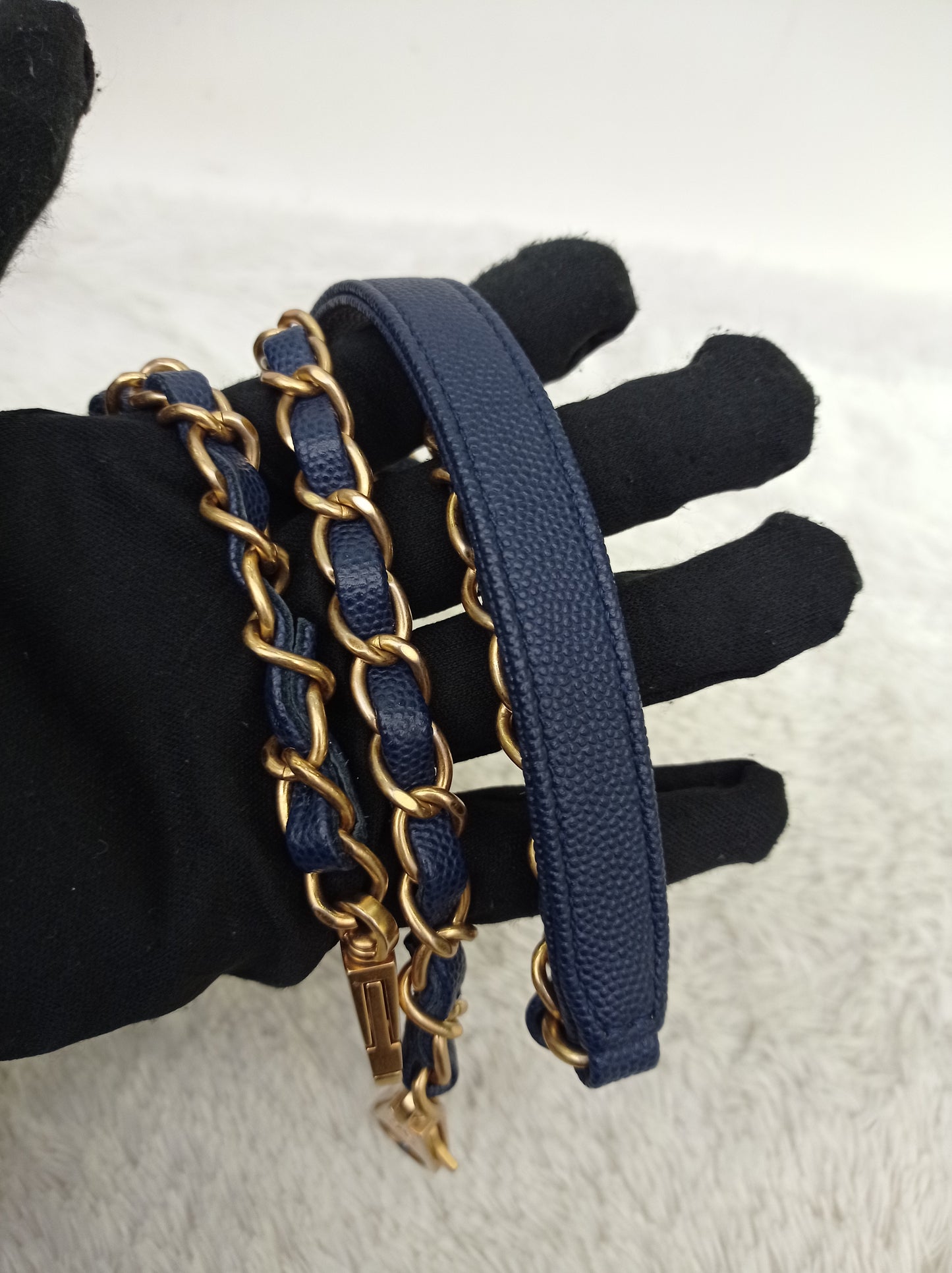 Chanel Coco Handle Medium Caviar Blue Handle Lizard GHW #24