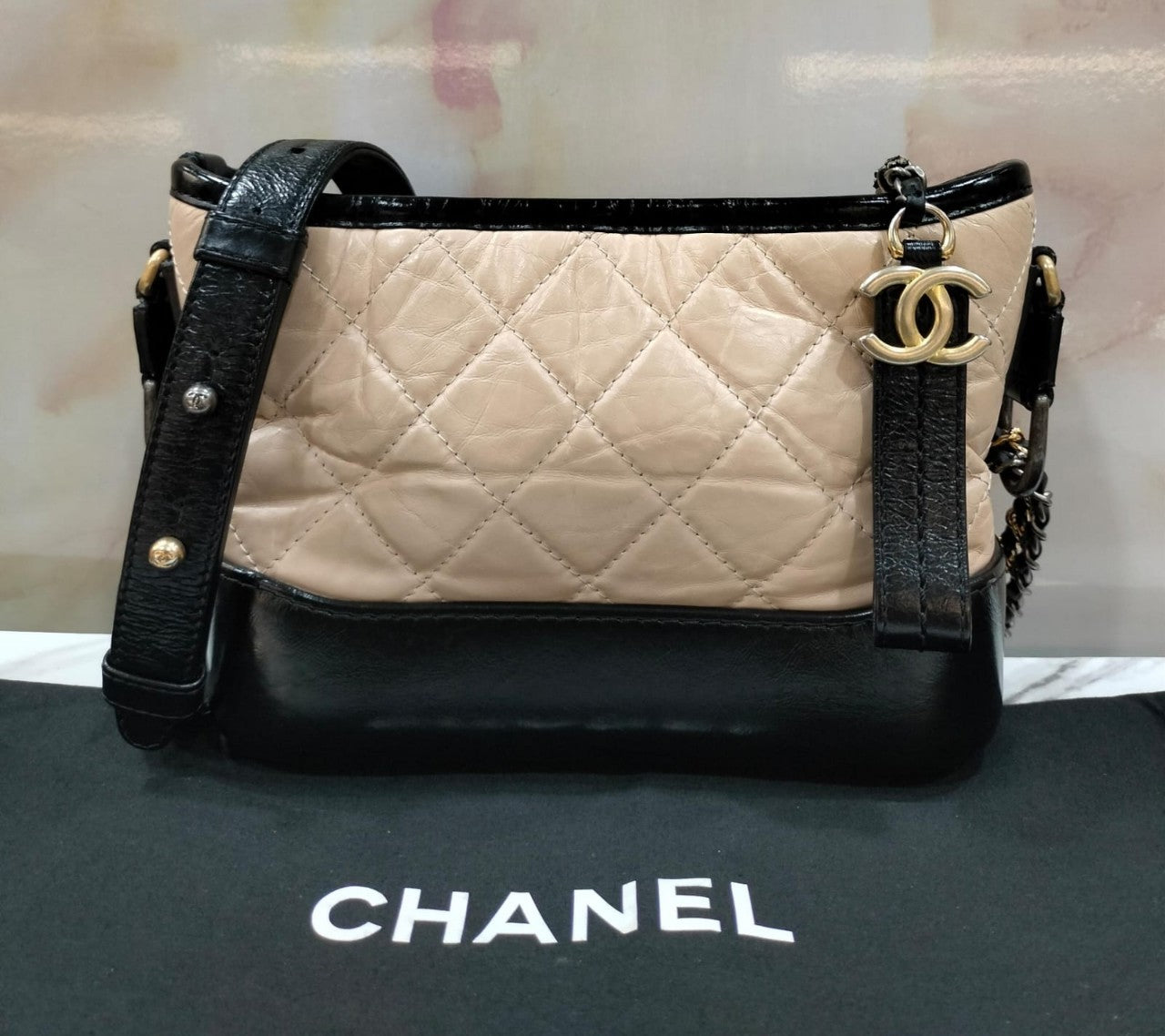 Chanel Gabrielle Small Beige Black #25