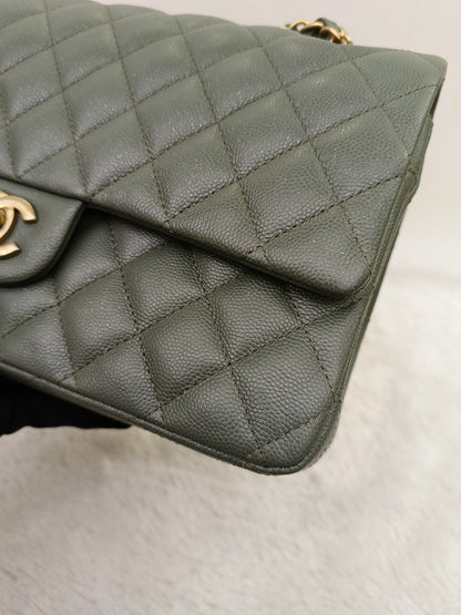Chanel Medium Caviar Light Green GHW DF #25