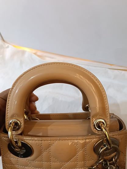 Lady Dior Mini Patent Nude GHW 2022