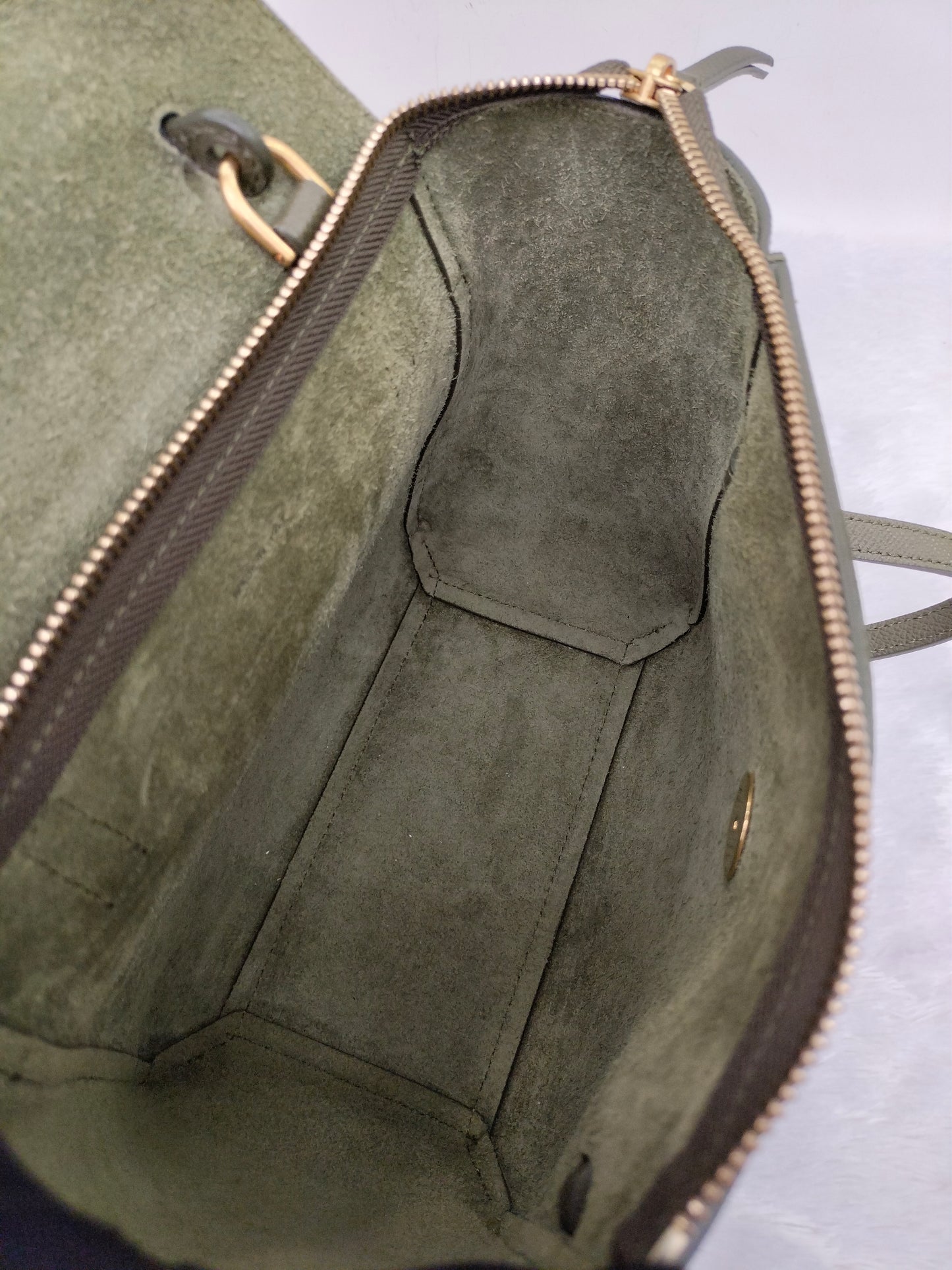 Celine Nano Belt Grained Green Army GHW 2019