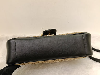 Gucci Marmont Small Canvas Beige Black GHW