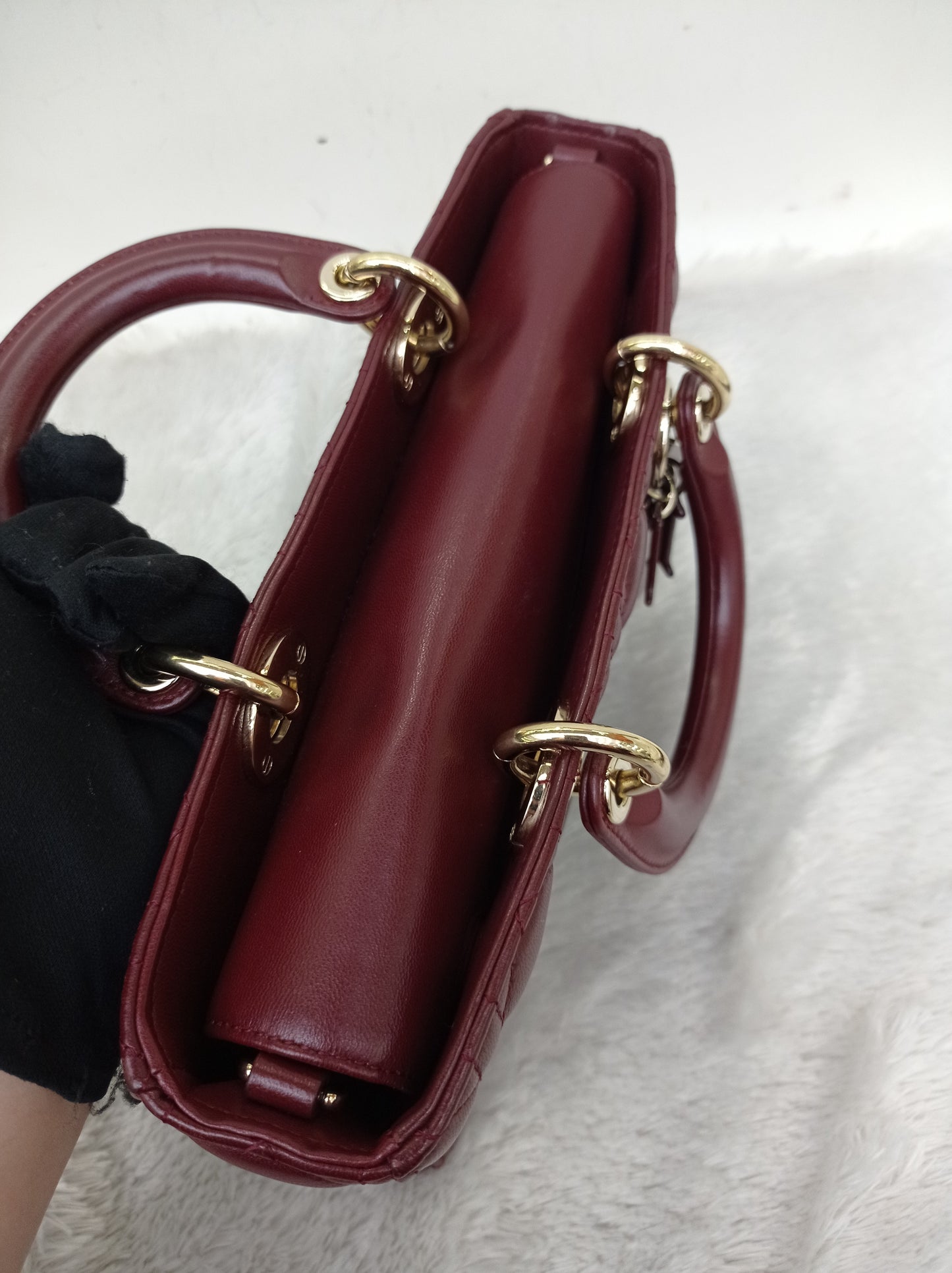 Dior Lady D'Joy Medium Lamb Burgundy GHW 2016