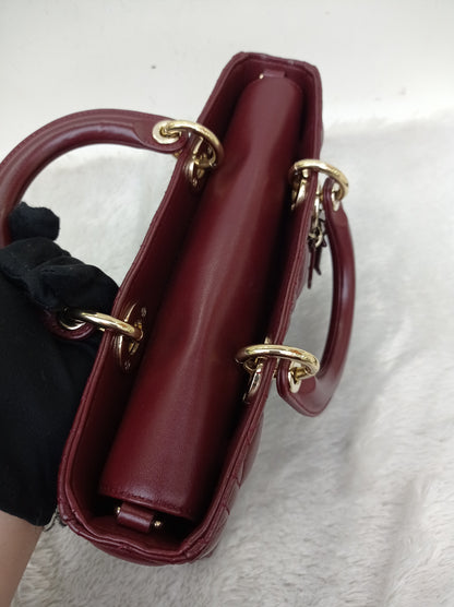 Dior Lady D'Joy Medium Lamb Burgundy GHW 2016