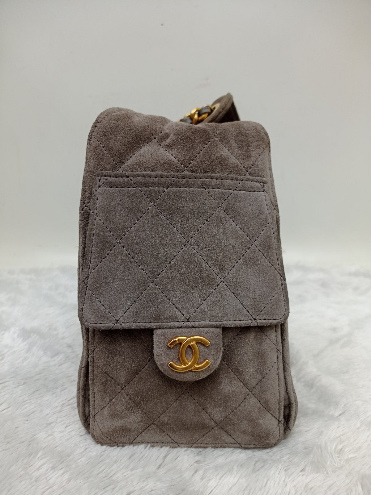 Chanel C25 Small Suede Grey GHW 2025 (CHIP)