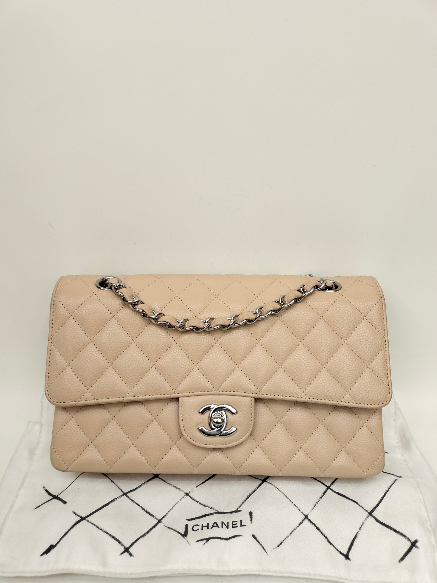 Chanel Medium Caviar Beige SHW DF #13