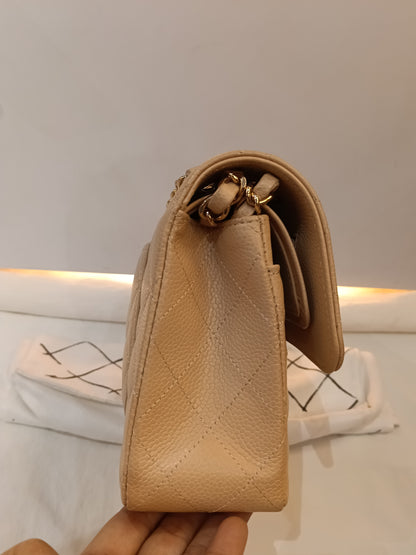 Chanel Small Caviar Beige GHW DF (CHIP)