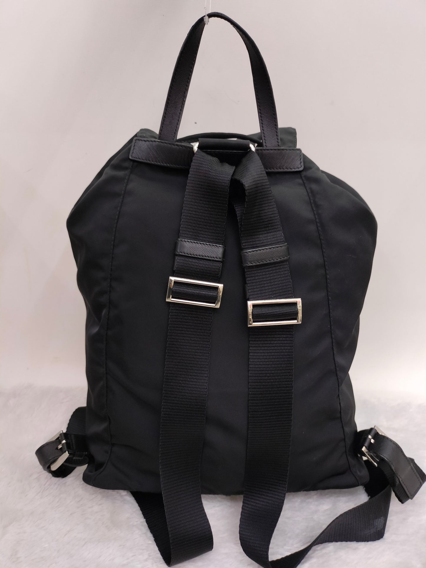 Prada Drawstring Backpack Nylon Black SHW