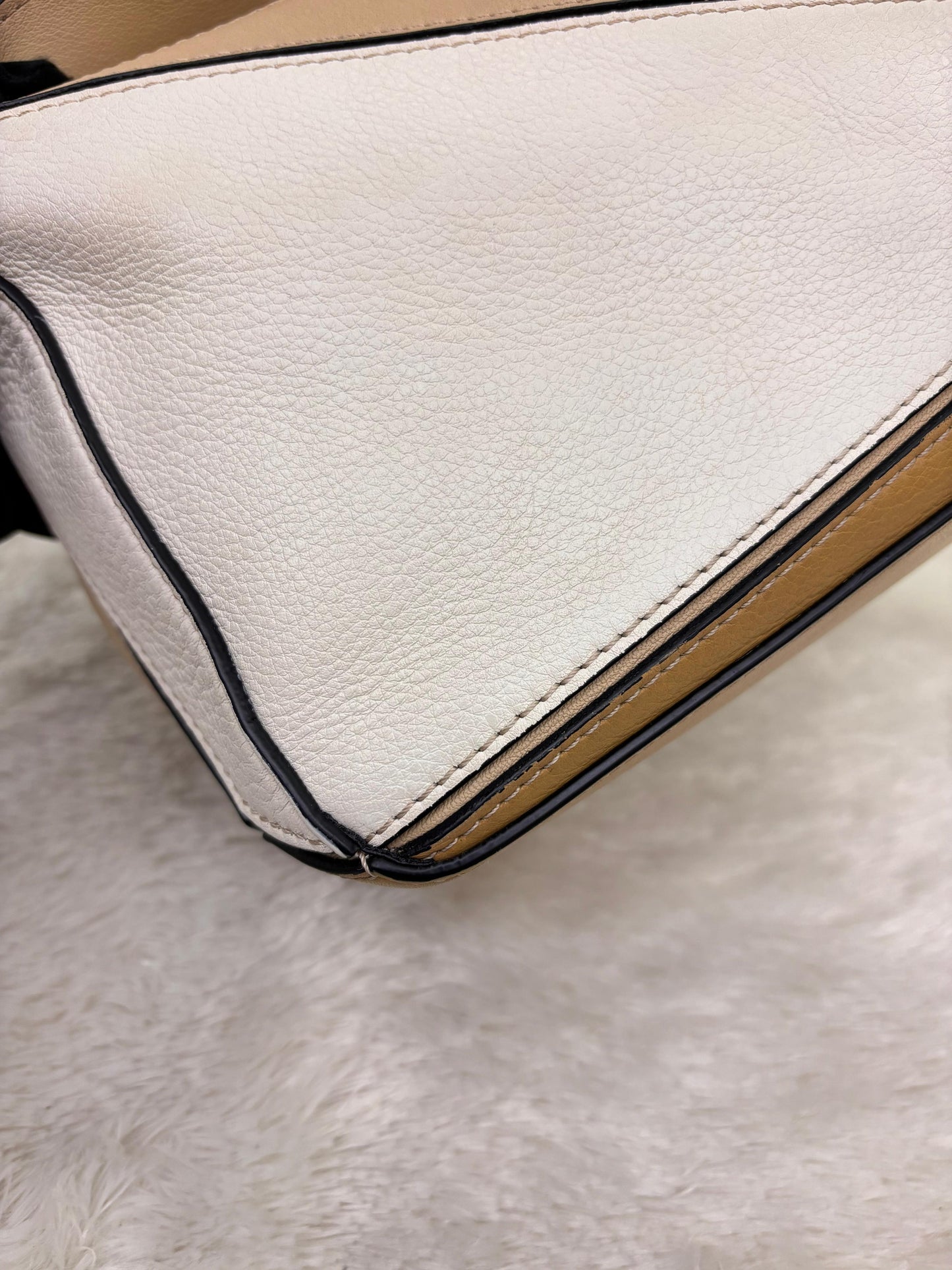 Loewe Puzzle Small Calfskin Dusty Beige Soft White GHW 2022